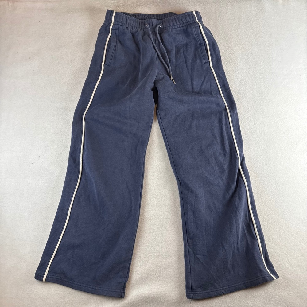 Abercrombie & Fitch Womens Navy Blue Side Stripe Wide Leg Sweatpants Small